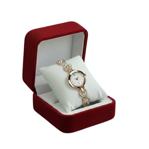 DPDELI Elegant Women’s Wrist Watch with Heart-Shaped Crystal Bracelet | Stylish Analog Round Dial Watch | Fashion Jewelry Watch for Ladies, Girls, Casual & Party