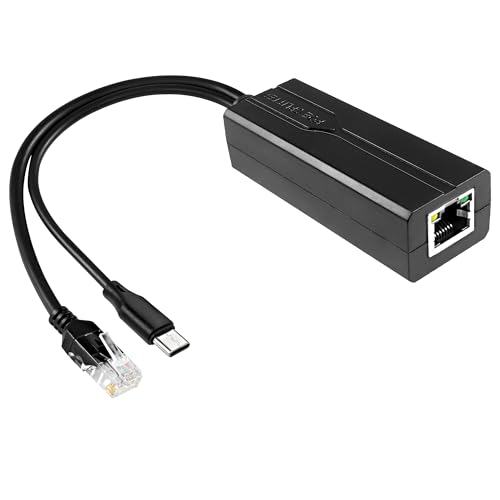 MEIRIYFA Répartiteur USB Type C PoE 5 V 2,4 A, adaptateur PoE vers USB-C 10/100 Mbps IEEE 802.3af pour tablettes, Dropcam, caméras IP de sécurité