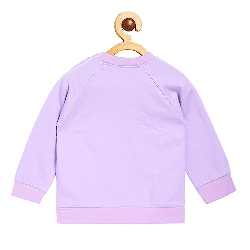 Image of miniklub Girls Purple Graphic Printed Pure Cotton Sweatshirt