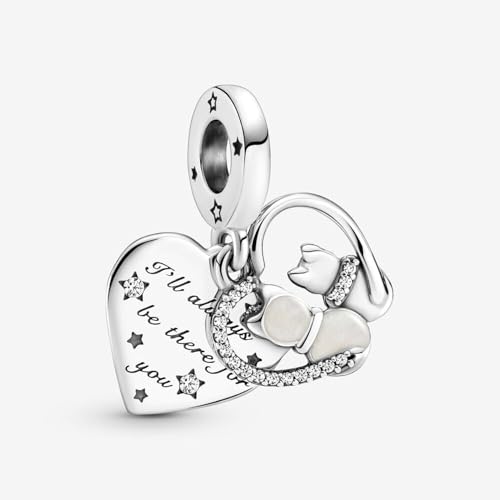 PANDORA Cats & Hearts Dangle Charm - Compatible with PANDORA Moments - Jewelry for Women - Gift for Women - Sterling Silver, Cubic Zirconia & Enamel - With Gift Box2