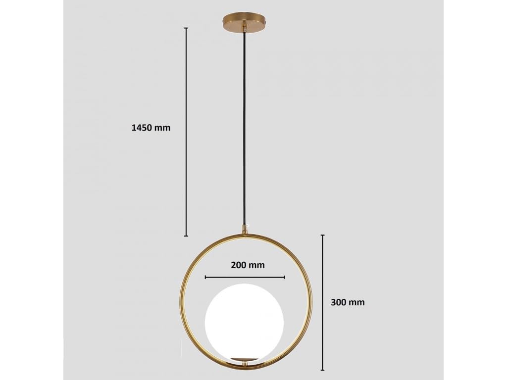 Lampadario sospensione cerchio con sfera E27 30cm oro argento lucido pendente moderno led minimal (Oro)