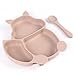 Piatto per la Pappa per Bambini, GUUFOO Piatto per Alimenti per Neonati, Piatto per Bambini in Silicone Senza BPA, Piatto per Bambini in Silicone con Cucchiaio, Ciotole Rotonde Antiscivolo per Bambini