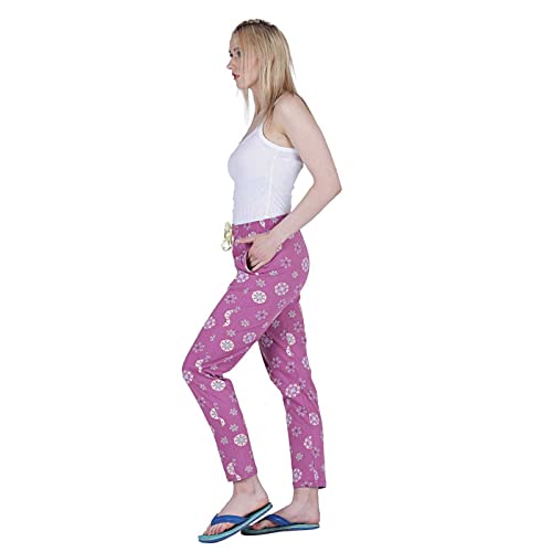 Image of Women's Cotton Printed Night Pyjama with Two Pockets