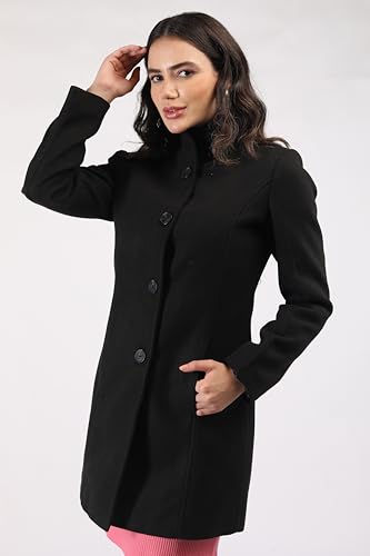 Image of CHKOKKO Women Chic Winter Coat Single Breasted | Knee Length Design with Buttoned Closure and Practical Front Side Pockets for Stylish and Comfortable Wear