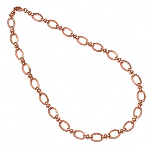 Collier en cuivre pur or rose haut de gamme, chaîne à maillons ovales de bien-être