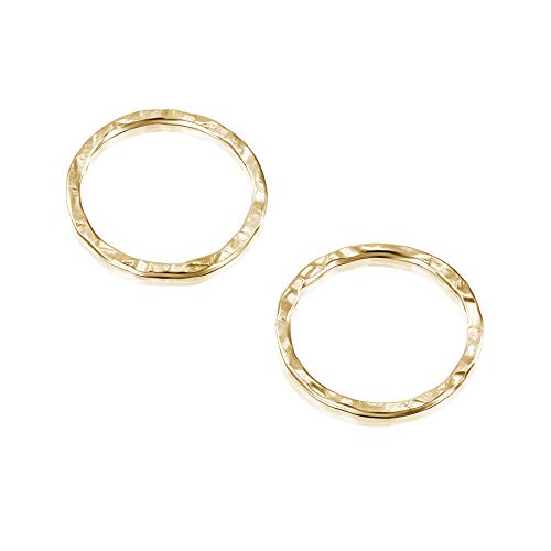 Hand Hammered 14k Gold-Filled 12 mm Hoops Rings or Loops Jewelry Findings for Your DIY Earrings Necklaces & Bracelets Creations, 6 Pcs