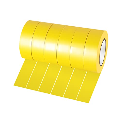 Xrkuu 6 Rolls Yellow Electrical Insulation Tape, 18mm x 10m Waterproof Strong Adhesive Electrical PVC Tape for Wiring, Cable Repair, Insulating and DIY Electrical Projects
