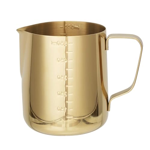 PINGSHI Boutique UK Brocca per Schiuma di Latte in Acciaio Inossidabile, caraffa per Latte estrattore brocca per caffè Espresso con Tazza montalatte in Scala Trasparente Brocca per Il Latte