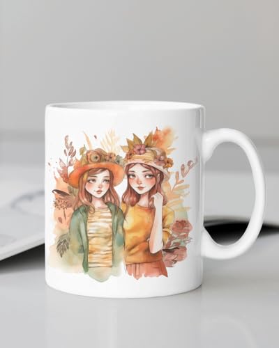 Image of Funny Bestie with Friendship Quotes Printed 325 ml Ceramic Coffee Mug /Tea Cup Gift for Girls, Best Friends, Sister Mom, Wife, Girlfriend 325 ml (Front Back-21)