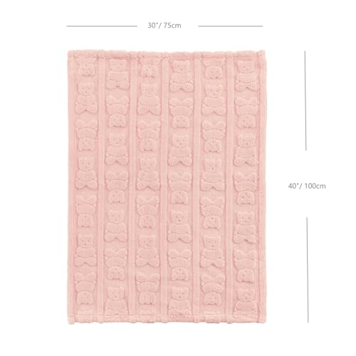 Image of CREVENT 30 inchX40 inch Cozy Soft Warm Sherpa Baby Blanket for Girls Boys, Newborn Essentials for Infant, Baby Shower Receiving Gift - Pink Bear 75X100cm