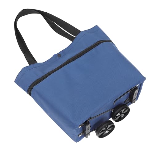 CIYODO Chariot De Courses Pliable Bleu Marine, Petit Chariot à Roulettes Léger Avec Grand Panier Étanche, Courses à Domicile Et Usage Quotidien