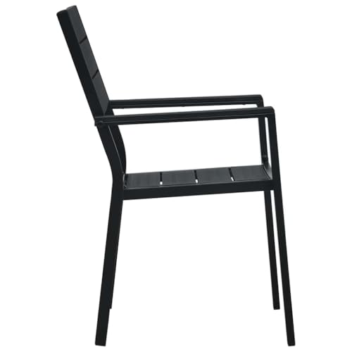 Chaise extérieure résistante aux intempéries en acier et HDPE noir