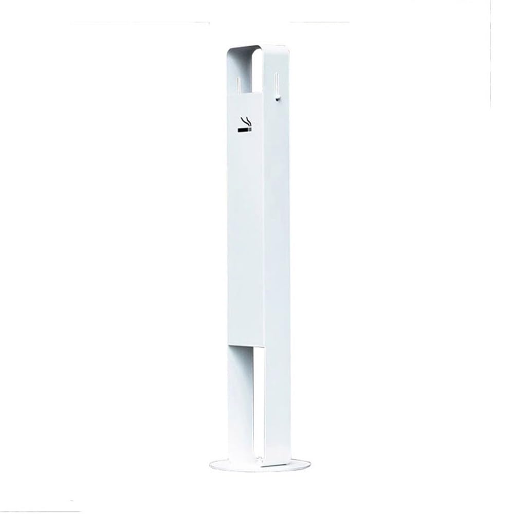 OWOHYG Ashtray Trash Can Stainless Steel Rainproof Ash Pillar, Commercial Cigarette Butt Collection Standing Ashtray.White