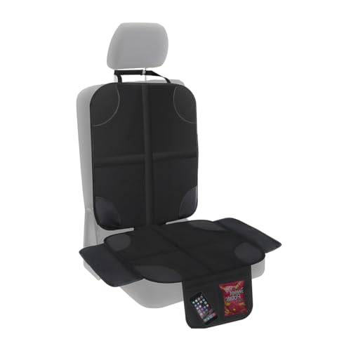 Image of BESULEN Car Seat Protector for Child Car Seat, Anti-Slipt Auto Seat Cover Mat with Thickest Padding with Organizer Pockets for Under Baby Seat, Vehicle Accessories for Most Cars (Black Line)