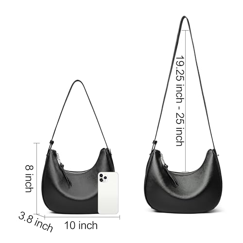 Image of DORIS & JACKY Leather Hobo Bag For Women Chic Crescent Shoulder Purse