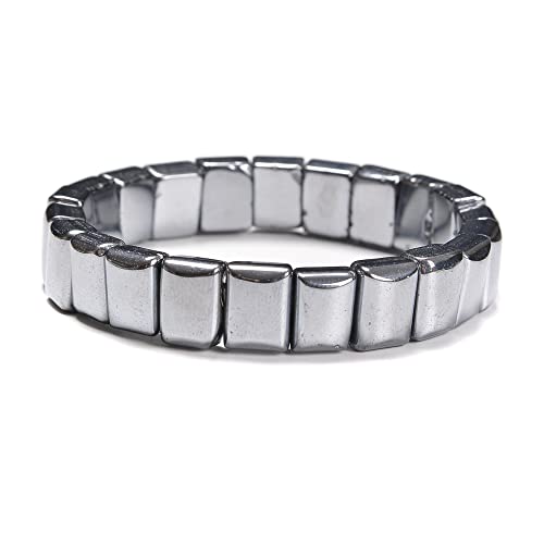 JM Design Terahertz Double Drill Bracelet Rectangle Shape Beads Size 12x16mm 7.5'' Length