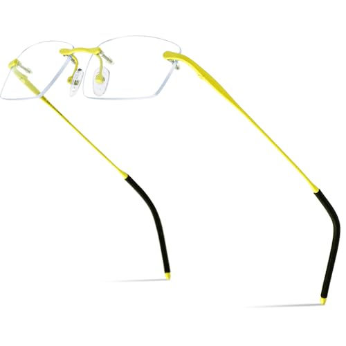 Image of Titanium Glasses Frame,Rimless Optical Eyewear Eyeglasses for Men and Women
