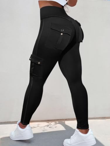 Flamingals Butt Lifting Leggings for Women High Waisted Workout Jeggings Cargo Leggings with Flap Pockets3