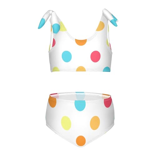 Girls Colorful Polka Dot Pattern Swimsuit Two Pieces Bikini Set Bathing Suits Swimwear Crop Top Swimsuit Set
