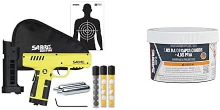 SABRE Home Defense Projectile Launcher, Large Size with (7) 0.68 Cal. Impact Projectiles, 40% More Stopping Power for Extra Home Protection, Holds Up to 7 Projectiles