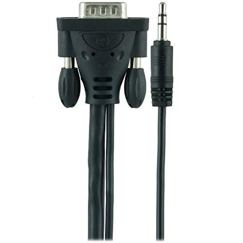 GE Cable VGA SVGA, audio, video, cable de 6 pies, conectores macho a macho, núcleo de ferrita, uso para proyectores, monitores, computadoras, HDTV, tarjeta gráfica, negro, 33766