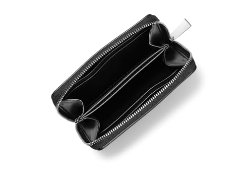 Image of Michael Kors Jet Set Small Zip Around Card Case, Silver-Tone Hardware /Signature Coated Twill /Black