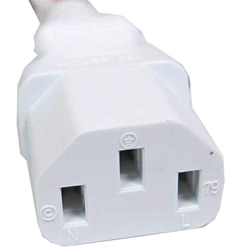 SF Cable 6ft IEC 60320 C14 to C13 Power Extension Cord 10Amp 250V 18/3 AWG SJT - White