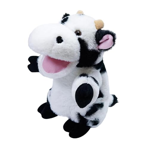 柔らかい動物のぬいぐるみパペット、9.84インチの素敵なぬいぐるみ動物の指人形、早期教育家禽の指人形、可動式の口とほとんどの手のひらにフィットする 9.84 インチのサイズにより、無限のエンターテイメントを提供します。アヒル、馬、豚、牛、羊、犬などから選ん