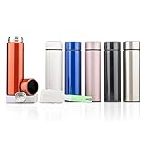 Fahrenheit LED Temperature Display Coffee Thermos Cup, Tea Infuser Tumbler, Sports Water Bottle, Smart Cup Keeps Drinks Cold/Hot 24 Hours (Red)