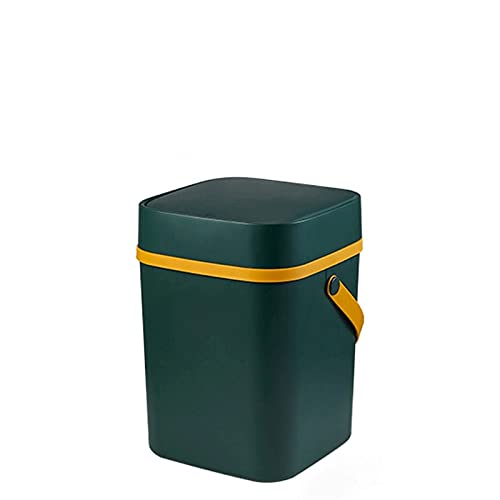 VELOMY Botes de basura para cocina, cubo de basura para el hogar, cocina, verde, multiespecificación, cocina, dormitorio, baño de gama alta, tipo empuje, gran capacidad con tapa (tamaño: mediano)