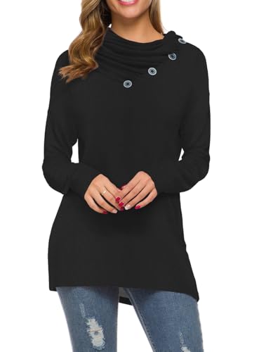 WEACZZY Women's Long Sleeve Shirts Button Cowl Neck Casual Loose Tunic Tops Blouse Dressy Fall Fashion 20252