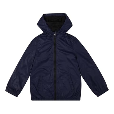 SNOW DREAMS Boys Waterproof Rain Jacket Windbreaker Lightweight Coat Kids Raincoat Outerwear Navy Size 12 Cover