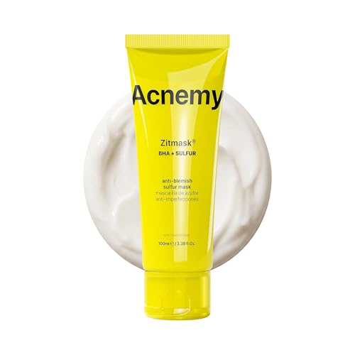 ACNEMY ZITMASK®   Facial Azufre 10% Antiacné 100 ml, Purificante con Ácido Salicílico 2%, Reduce Poros, Puntos Negros y Grasa, Limpieza Profunda Piel Mixta y Grasa