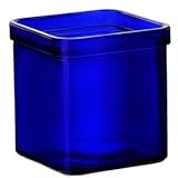 Bluecorn Beeswax 50% Recycled Glass Square Candle Holder (2 ¾” x 3 ¼” Tall) - For use with Tea Light and Votive Candles (1, Cobalt)