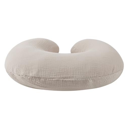 Image of Onacosht Muslin Nursing Pillow Cover Soft 100% Cotton Feeding Pillow Slipcover Fits Standard Infant Nursing Pillow for Baby Boy and Girl, Fog