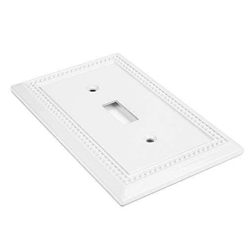 Image of Henne Bery Sunken Pearls Heavy Duty Decorative Wall Plate Switch Plate Outlet Cover (Single Toggle, 2 Pack, White)