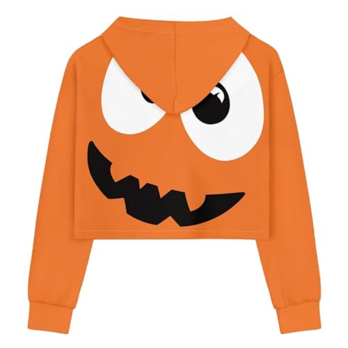 Festival Print Girls Hooded Sweatshirt Short Crop Top, Girls School Playdate Outfit Cropped Pullover Hoodie,5-14Y4