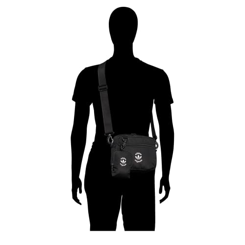 adidas Originals Unisex's Originals Puffer and Pouch Crossbody Bag Shoulder, Black/White, One Size