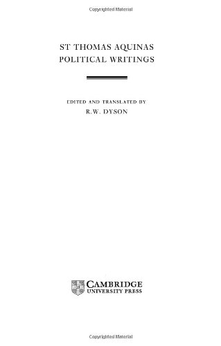 Aquinas: Political Writings (Cambridge Texts in the History of Political Thought)