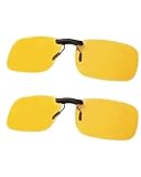 FIMOSON Clip On Night Driving Glasses - Polarized Anti Glare Night Vision Sunglasses for Wearing Over Prescription Glasses (2 pack), YS006-1