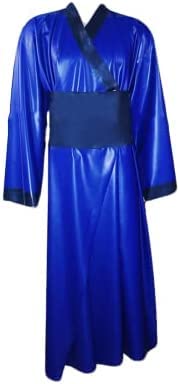 Kimono De Látex Sexy Japonés Morado Y Negro Con Cinturones De Banda Bata Pijama De Goma,Azul Negro,SG Cover