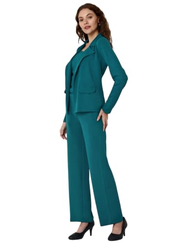 Image of GRECIILOOKS Co-ord Set for Women - Stylish Casual 3 Piece Blazer Set | Trendy Travel & Streetwear Look for Girls & Woman | Office Wear | Formal | Classic Collar Full Sleeve Blazer
