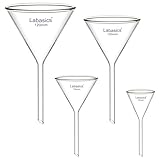 Labasics Borosilikatglas-Trichter-Set, Dickwandiges Kurzstiel-Filtrationskit für Laborfiltration, 50/75/100/120 mm Durchmesser, 4er-Pack