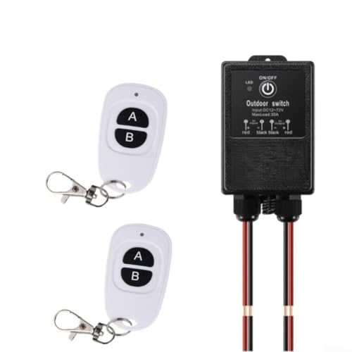 Relé de control remoto inalámbrico, DC12V interruptor de relé impermeable de largo alcance con 30 A de alta potencia para aplicaciones al aire libre del motor de la puerta del garaje de la bomba (B)