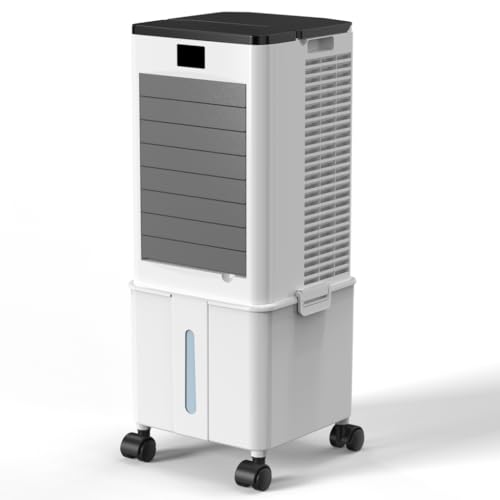 Klimaanlage Mobile Klimagerät Luftkühler 4- in- 1, Verdunstungskühler 10L Wassertank und 1- 12Timer, 4 Modi & 3 Geschwindigkeiten, für Zuhause Schwarz (Matt)