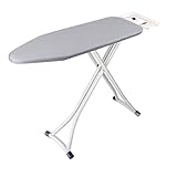 table à repasser en bois habitat Caractéristiques : panneau en treillis d'acier trempé intégré avec rainure de réparation, plus durable, haute température et respirant, plaque de fer portable antidérapante, bande antidérapante audacieuse, conception de disque poreux, pratique pour le placement temporaire du fer ;