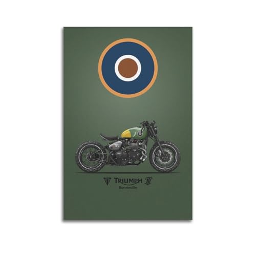 OKNGB Póster vintage de motocicleta Bonneville T120 Bobber, pintura decorativa, lienzo, póster de pared e impresión artística moderna para decoración de dormitorio familiar, 60 x 90 cm