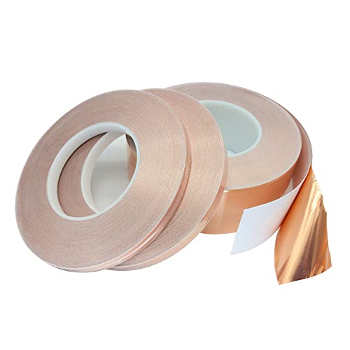 senvenelec Cinta Cobre Conductora - cinta lámina cobre (50m × 6 mm) × 2 - Blindaje EMI y RF, circuitos papel, reparaciones eléctricas, soldadura, Repelente de babosas - Paquete de 2