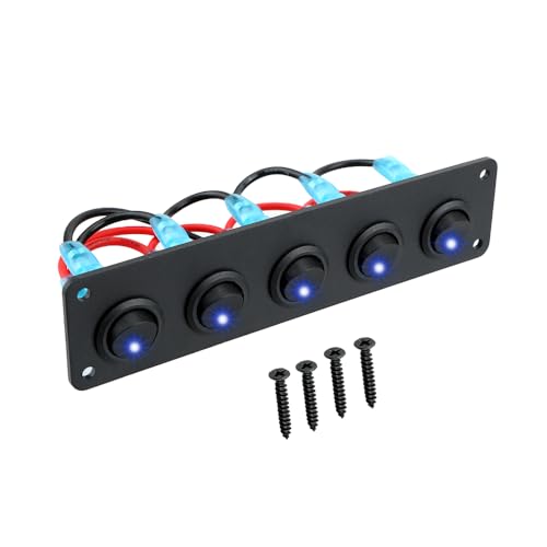 ZYRIOUV 24V 12V 10A Fuse 8 Buttons Switch Panel Light Toggle Blue LED Indicator Breaker Starter Car Accessories for Boat Trailer Truck(Yellow)