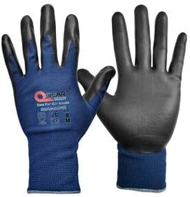 QEAR 3 Pairs Pack Navy Blue Screen-touchable Work Safety Gloves, Foam Nitrile Rubber Palm Coated, General Purpose, Mechanic Work, Construction, DIY (XLarge)